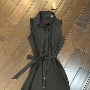 Adrienne Vittadini Button Up Shirt Dress w/ Tie